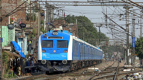 File | A hydrogen-powered train undergoes a high-speed trial, in New Delhi, Friday, June 26, 2026.