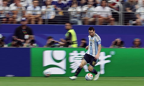 Lionel Messi in action against Austria