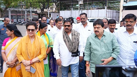BJP state president N Ramchander Rao visits the Exhibition Ground, Nampally, on Saturday to inspect the arrangements for Nitin Nabin’s public meeting