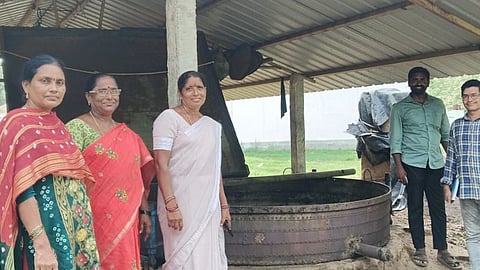 Self-Help Group (SHG) members at their organic jaggery unit in Mugada village.