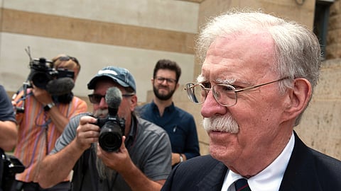 Former Trump administration national security adviser John Bolton departs the U.S. District Court in Greenbelt, Md., Friday, June 26, 2026.