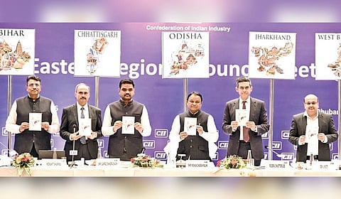 CM Mohan Majhi and Industries Minister Sampad Swain at the CII function.