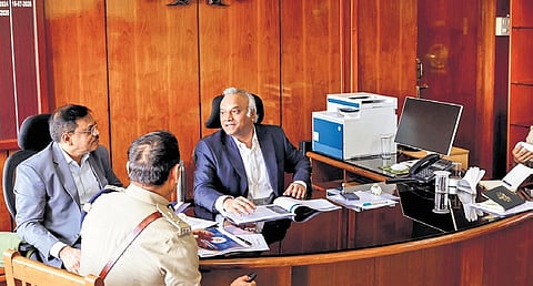 Home Minister Priyank Kharge at the Police Computer Wing in Bengaluru on Saturday