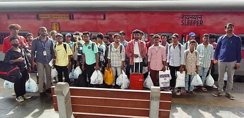 The first batch of 62 migrant workers from Odisha employed with the seafood unit boarded a train to their native from Chennai at 10 am on Friday.