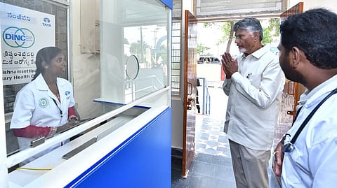 CM Nara Chandrababu Naidu visits PHC at Kristam Setti Palle and inaugurates Sanjeevani programme on Saturday.