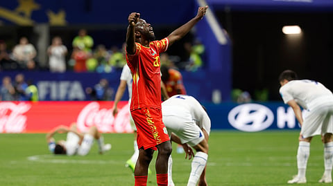 Congo's Yoane Wissa (20) celebrates a win during the World Cup Group K soccer match between DR Congo and Uzbekistan in Atlanta, Saturday, June 27, 2026.