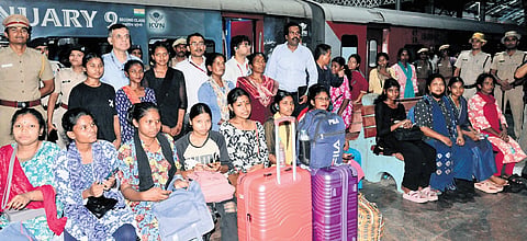 The workers from Assam at Egmore railway station.