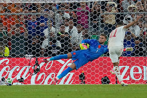 Morocco's Ismael Saibari (11) scores from the penalty spot during the World Cup round of 32 soccer match against the Netherlands in Guadalupe, near Monterrey, Mexico, Monday, June 29, 2026.