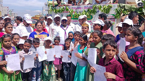 Children getting admission in Government School, Renigunta for the Academic Year 2026.