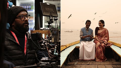 Faiz Siddik (L), A still from Chinna Chinna Aasai featuring Indrans and Madhoo (R)