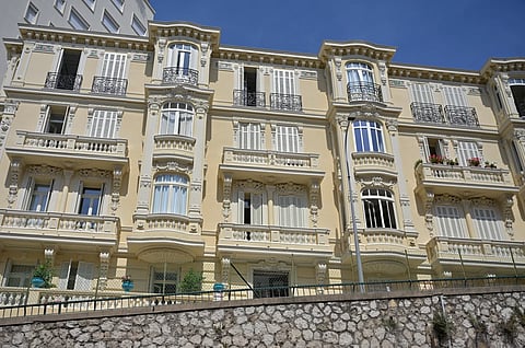 A view of the residential building where an explosive device seriously injured three people in Monaco, Tuesday, June 30, 2026.