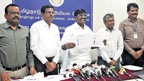 Minister for Higher Education P Viswanathan releasing the TNEA 2026 rank list in Chennai on Wednesday.