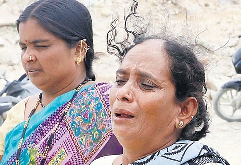 Family members of Ramu arrive at the quarry following the tragedy