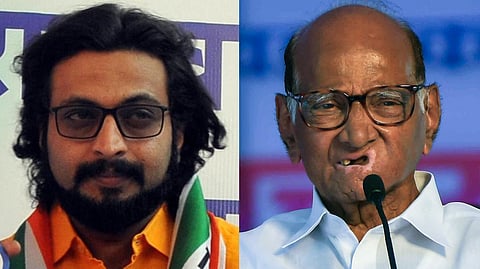 NCP (SP) Chief Sharad Pawar (R) and the party's Lok Sabha MP from Shirur Amol Kolhe.