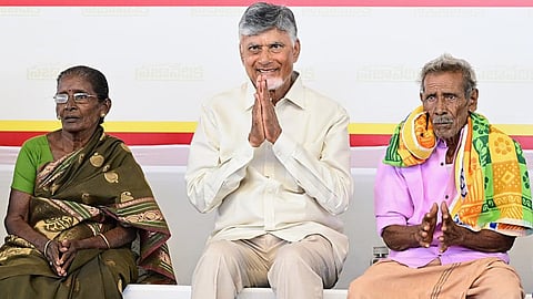 CM Nara Chandrababu Naidu during Pedalaku Sevalo programme in Guduru constituency of Nellore district on Wednesday.