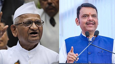 Social activist Anna Hazare, Maharashtra Chief Minister Devendra Fadnavis.