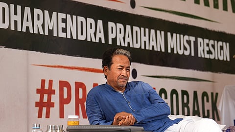 Climate activist and educationist Sonam Wangchuk during a hunger strike by Cockroach Janata Party (CJP) demanding action over alleged irregularities in examinations and seeking the resignation of Union Education Minister Dharmendra Pradhan, at Jantar Mantar, in New Delhi, Saturday, July 4, 2026.