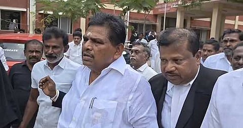 DMK MLA Anitha Radhakrishnan along with three sureties from his native village appeared before the Tiruchendur Court to sign for conditional bail.