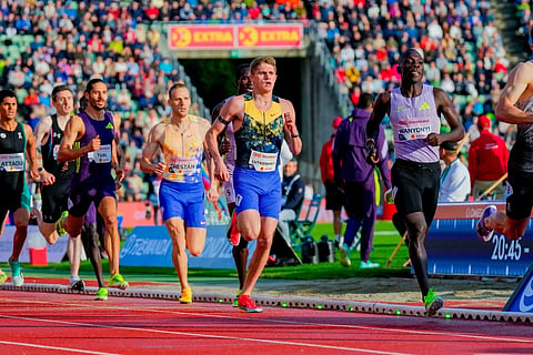 United States’ Cooper Lutkenhaus competes in the men’s 800-meter race at the Diamond League athletics meet at Bislett Stadium in Oslo, Norway, Wednesday, June 10, 2026.