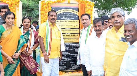 Water Resources Minister Nimmala Ramanaidu launching the restoration works of the long-defunct Vedadri-Kanchala Lift Irrigation Scheme.
