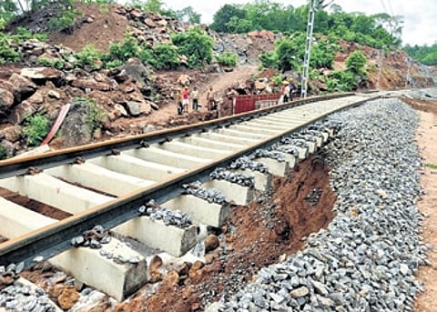 The railway track hanging at the site