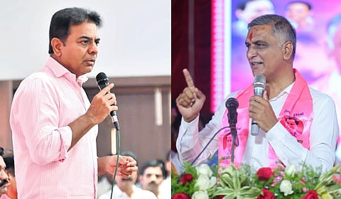 BRS leaders KT Rama Rao (L) and T Harish Rao.