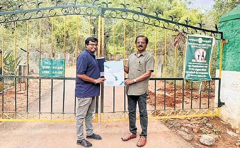 CMRL director T Archunan, along with assistant manager Raja Subramaniam during the site inspection