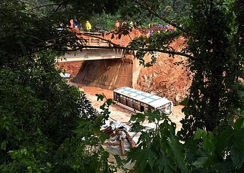 Damaged vehicles in the landslide disaster that occurred in Kalladi, Wayanad.
