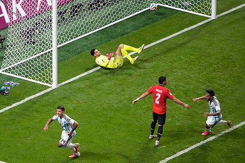 Ecstatic Enzo Fernandez celebrates after scoring the winning goal in stoppage time
