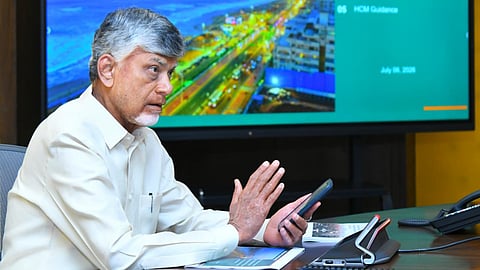 CM Nara Chandrababu Naidu during review meeting on Tirupati, Vizag and Amaravati economic regions on Monday.