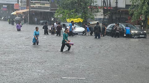 The relentless downpour quickly overwhelmed the drainage system, leaving roads, residential societies and low-lying neighbourhoods submerged.