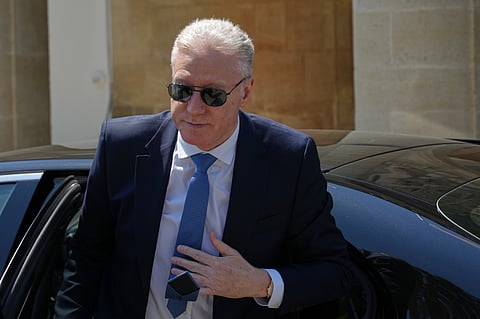 Lebanese Foreign Minister Youssef Rajji arrives for a meeting with Cyprus President Nikos Christodoulides at the Presidential Palace in Nicosia, Cyprus, Thursday, July 9, 2026.