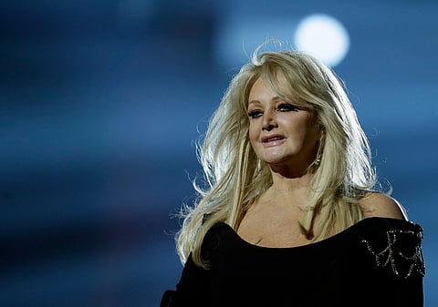Singer Bonnie Tyler performs her song "Believe in Me" during a rehearsal for the final of the Eurovision Song Contest at the Malmo Arena in Malmo, Sweden on May 17, 2013.