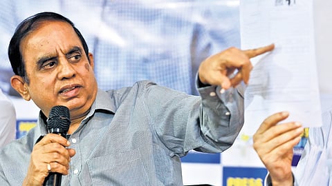 Chief Electoral Officer C Sudharshan Reddy speaks during a ‘Meet the Press’ event at the press club at Somajiguda in Hyderabad on Friday