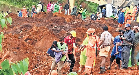Forces engaged in rescue work at Kalladi in Wayanad