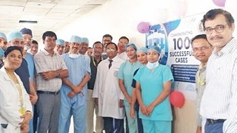 Doctors and staff celebrate the achievement at AIIMS-Bhubaneswar.