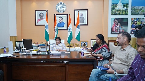 DCM Pravati Parida reviewing disbursement of Subhadra money to beneficiaries.