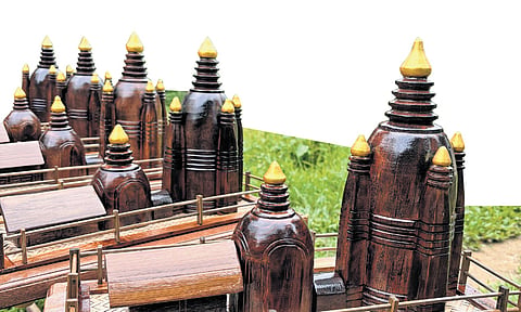 Pankaj Raidongia's finished crafts on display