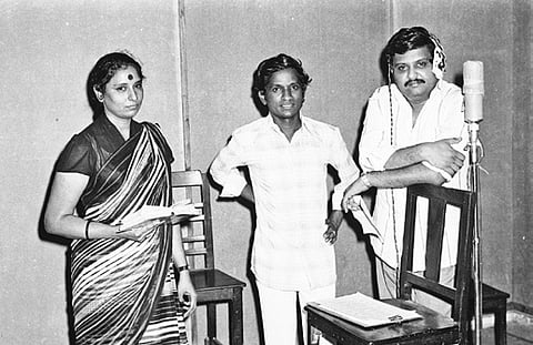 Music director Ilaiyaraaja with singers S Janaki and SP Balasubrahmanyam