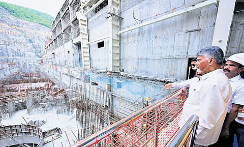CM Nara Chandrababu Naidu inspects Polavaram project on Monday