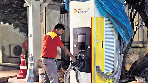 An EV charging facility in Chennai