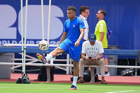 Kylian Mbappe trains ahead of the semifinal clash against Spain in Dallas