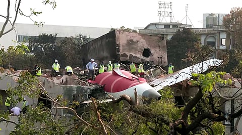 In this photo from June 13, 2025, is the wreckage of the ill-fated London-bound Air India flight on the rooftop of the doctors' hostel in Ahmedabad.