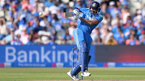 India's Axar Patel bats during the first ODI cricket match between England and India in Birmingham, England, Tuesday, July 14, 2026.