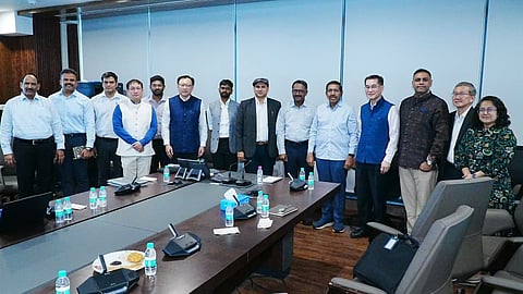 MA&UD minister P Narayana during meeting with the delegation of the Singapore government on Tuesday.