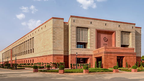 A view of the parliament building in New Delhi.