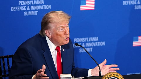 US President Donald Trump speaks at an event in the United States Army War College in Carlisle, Pa., Wednesday, July 15, 2026.