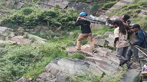 The team carried a shepherd from Bara Bhangal, one of the remotest villages in the hill state, who had fallen seriously ill and required immediate medical attention.