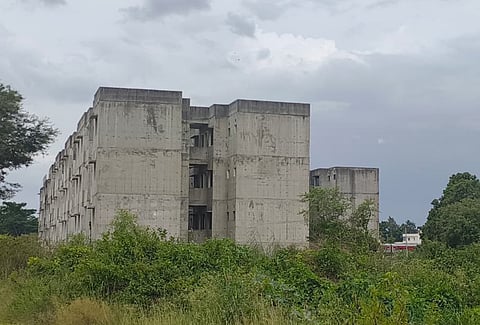 The skeletal structure of the stalled Phase 1 of the BDA’s Kaniminike housing project, which was abandoned in 2015.