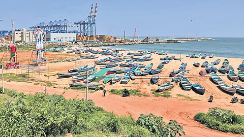 Proposed site for the fishing harbour near Vizhinjam Seaport.